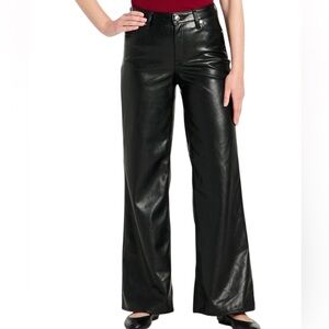 ENVELOPE 1976 Women’s Black Faux Leather Straight- Leg Pants